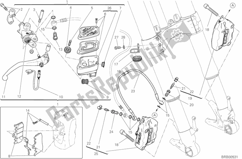 Todas las partes para Sistema De Freno Delantero de Ducati Diavel Xdiavel Sport Pack Brasil 1260 2019